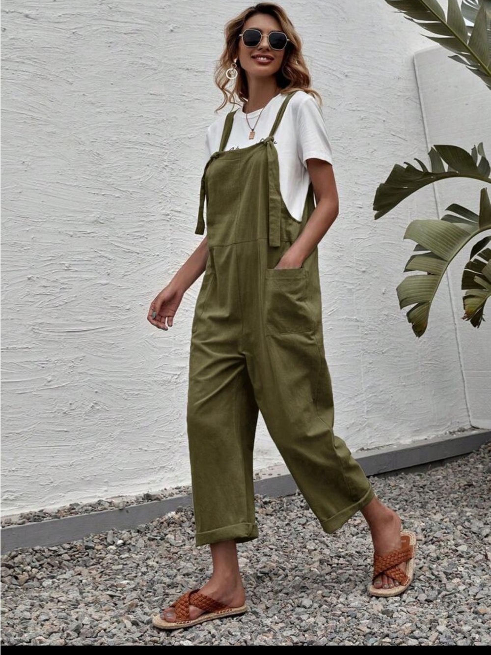 Green Wide-Leg Overalls